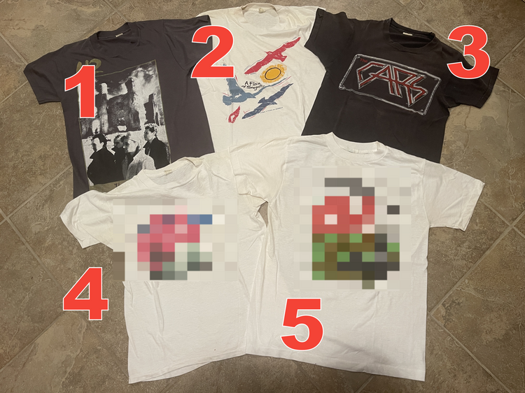 I'm giving Away FIVE Vintage 1980s Concert T-shirts